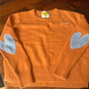 Orange Sweater with Heart Elbow Patches